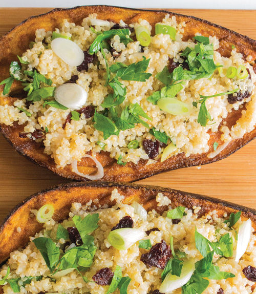Spice-rubbed Eggplant with Quinoa and Cherries